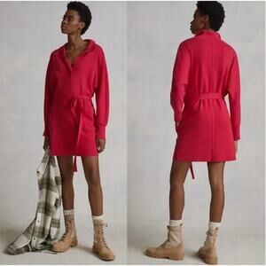 DAILY PRACTICE by Anthropologie | Knit Polo Dress in Dark Pink | Size Small